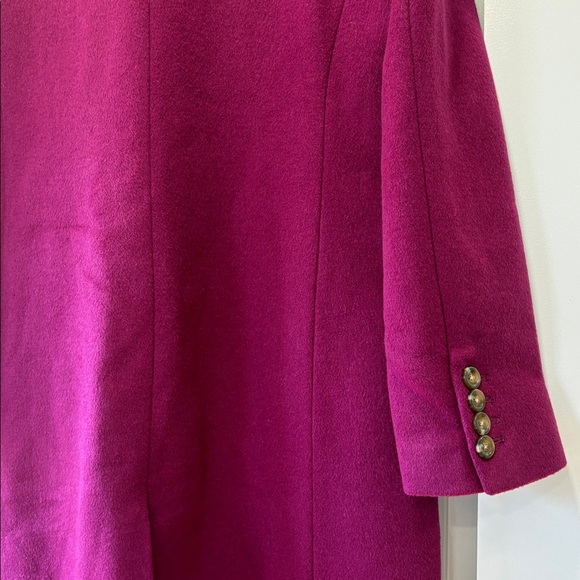 ANN TAYLOR Wool Blend Long Chesterfield Coat Magenta Purple Size Medium - Picture 13 of 14